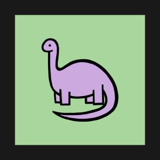 Lilac Dinosaur on Green T-Shirt