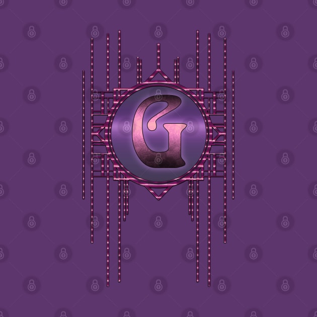 Purple Retro Alphabet Vintage Artdeco Letter G by designsbyxarah