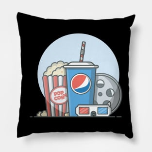 Popcorn, soda and roll film Pillow