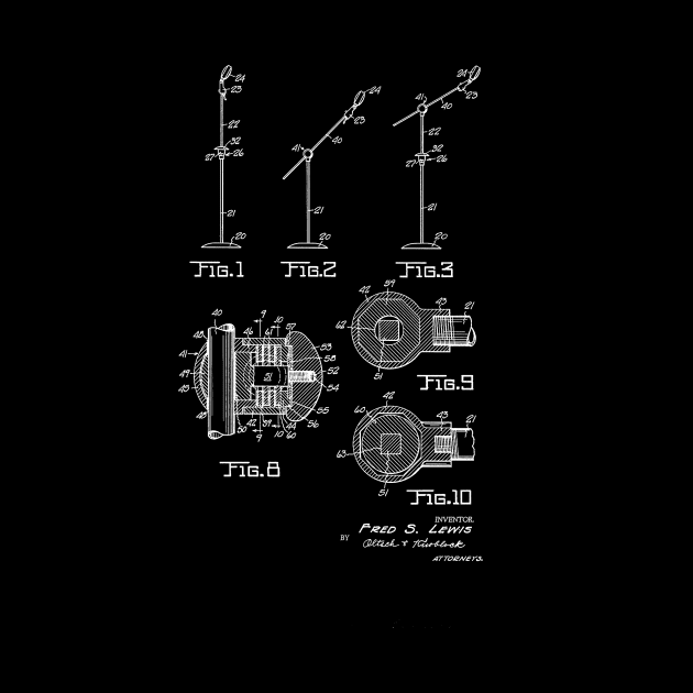 Microphone Stand Vintage Patent Drawing Funny Novelty by TheYoungDesigns