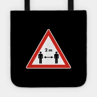 Coronavirus 2 m road warning sign Tote