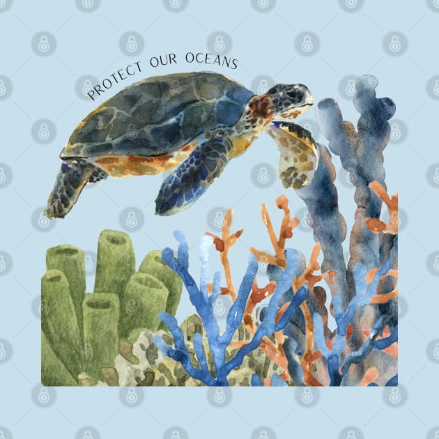 Protect our Oceans: Sea Turtle by Print Lilac