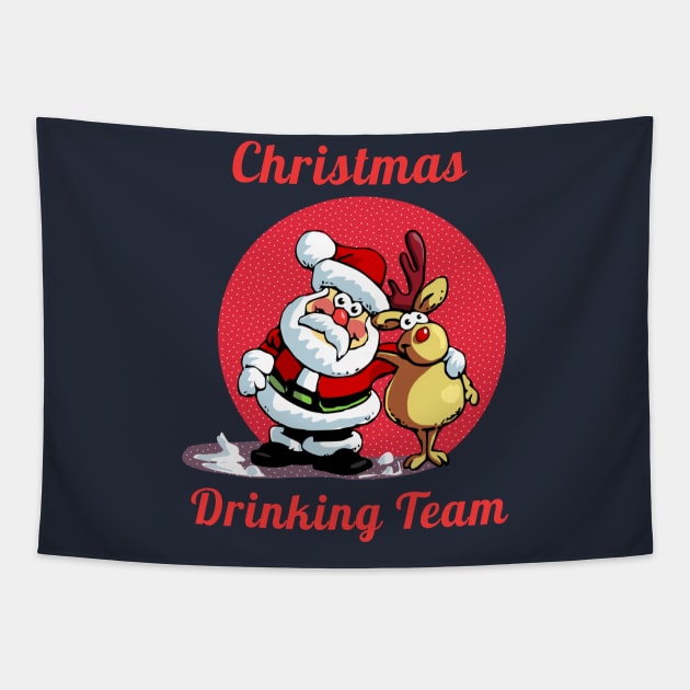 Drinking Christmas Team Cute Cartoon Santa With Deer Gift T-Shirt Tapestry by klimentina