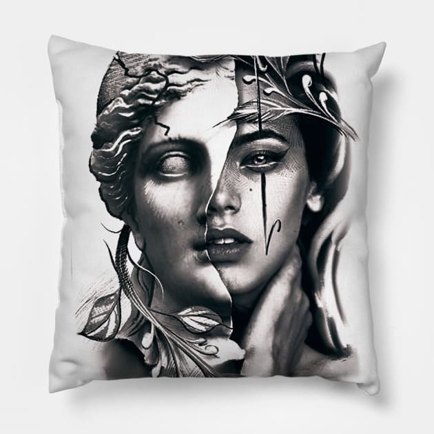 Green greek Woman Pillow by hitext