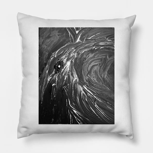 Conjure The Demon B/W Pillow by heyokamuse