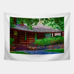 Log Cabin Front Porch Tapestry