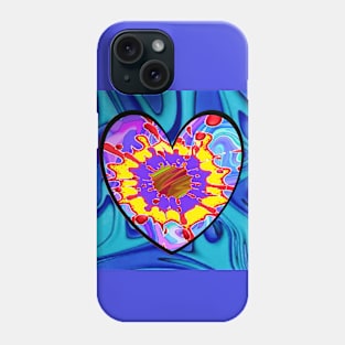 blue marble heart pop art Phone Case