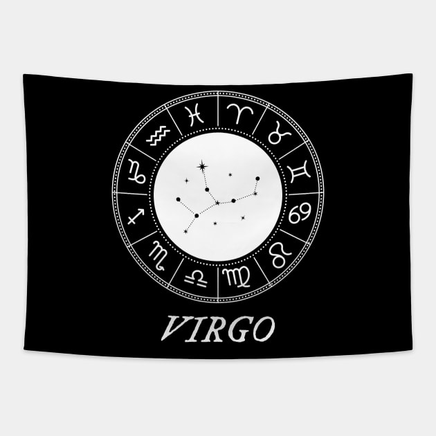 Virgo Zodiac Sign Design With Constellation Tapestry by My Zodiac Apparel