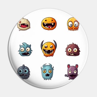 Goofy Spooky Halloween Ghoul Faces Pin