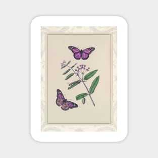 Pretty Floral Purple Butterfly Print Design Magnet