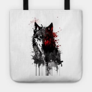 Ink Gray Wolf Portrait Tote