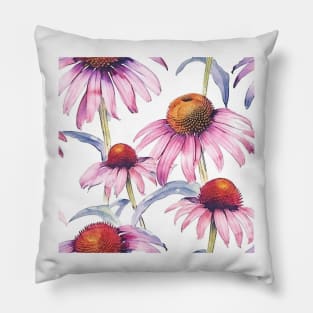 Watercolor Wildflower Purple Coneflower Pattern 2 Pillow