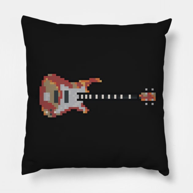 Pixel Rusty Metallic Bass Guitar Pillow by gkillerb