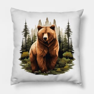 Brown Bear Forest Pillow