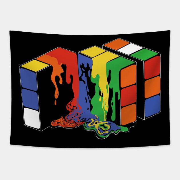 melting rubiks cube Tapestry by PunnyPoyoShop