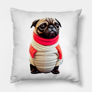 Cute Pug in Sushi Costume - Adorable Pug Dressed up as a Sushi Roll Pillow