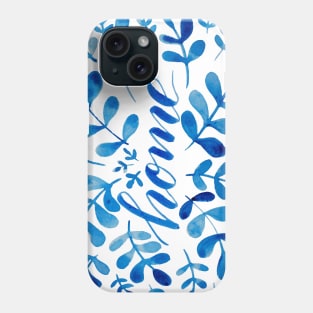 Watercolor home foliage - blue Phone Case