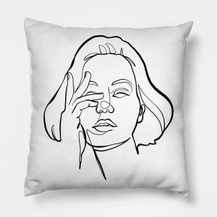 Woman Face One Line Pillow