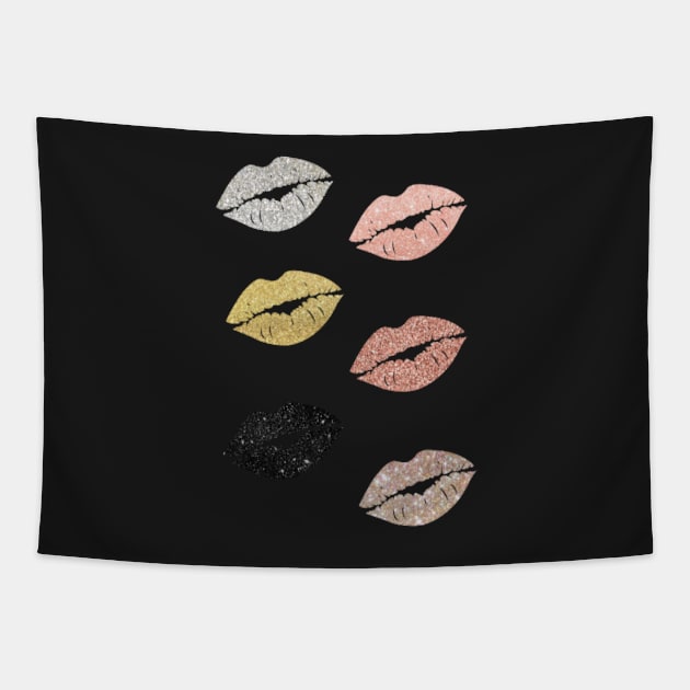 Metallic Faux Glitter Lips Pack Tapestry by Felicity-K