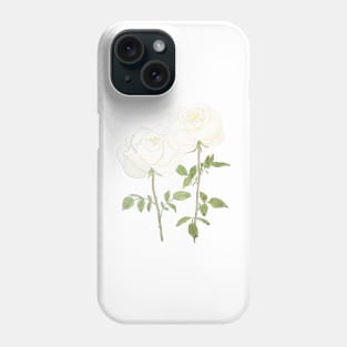 two white rose ink and watercolor Phone Case