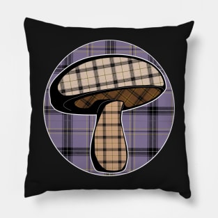 Plaid Mushroom Hunter Cottagecore aesthetic Pillow