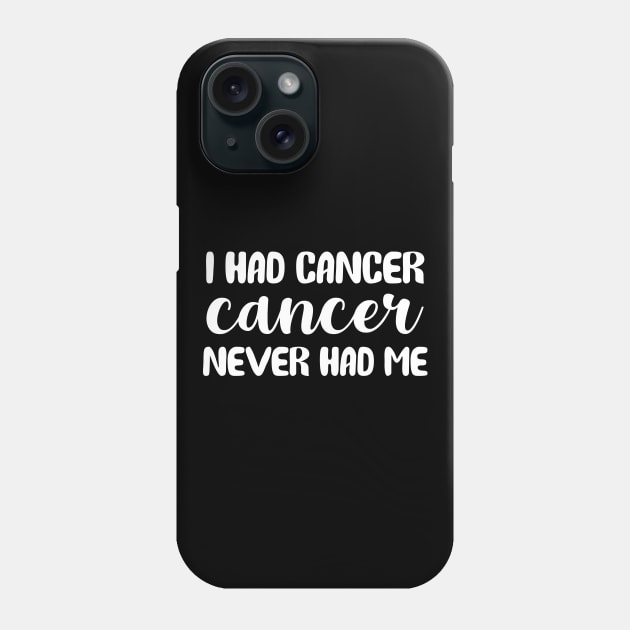 I Had Cancer Cancer Never Had Me Phone Case by sunima