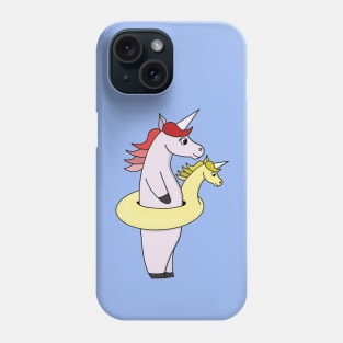 Unicorn using a unicorn-shaped pool float Phone Case