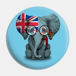 Baby Elephant with Glasses and Fiji Flag Pin