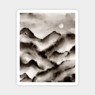 Black and White Wanderlust Foggy Mountains Magnet