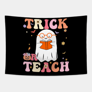 Trick Or Teach Groovy Retro Ghost Teacher Halloween 2022 Tapestry