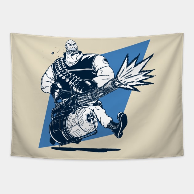 Heavy Weapons Guy (Blue Team) Tapestry by Huegh