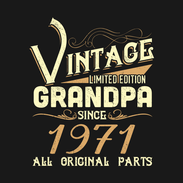 Vintage Grandpa Since 1971 Funny Man Myth Legend Daddy by johnbbmerch