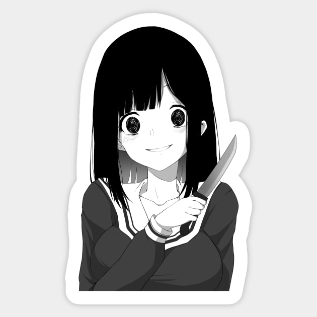 Creepy Dark Anime Girl with Skulls | Sticker