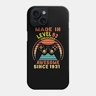 T4681931 Made In Level 93 Unlocked Awesome Since 1931 Phone Case