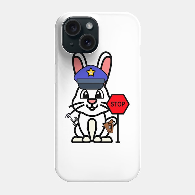 Funny white rabbit is a policeman Phone Case by Pet Station