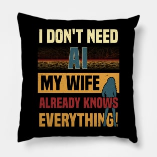 Funny Husband Joke -> AI Chatbot vs. Wife for Men & Robots Pillow