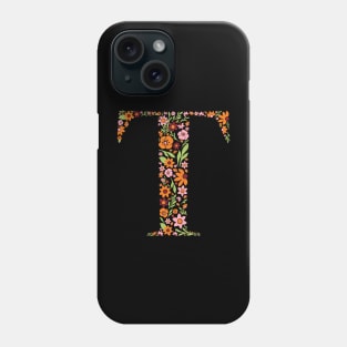 Retro Floral Letter T Phone Case