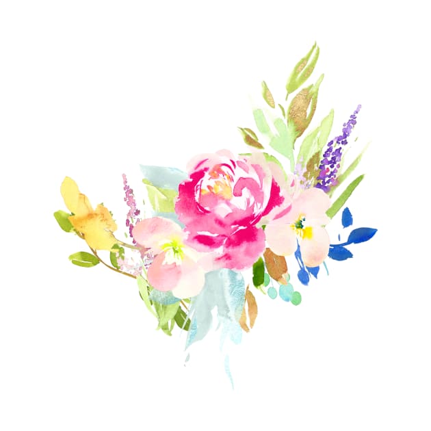 Floral Watercolor, Hot Pink Peony by PixDezines