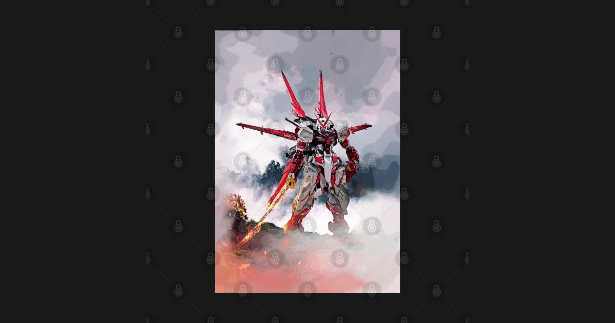full armor Astray Red Frame on fire mecha Digital Art - Astray Gundam ...