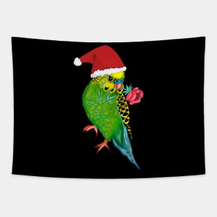 Cute Christmas Budgie Parrot with Santa Hat Tapestry