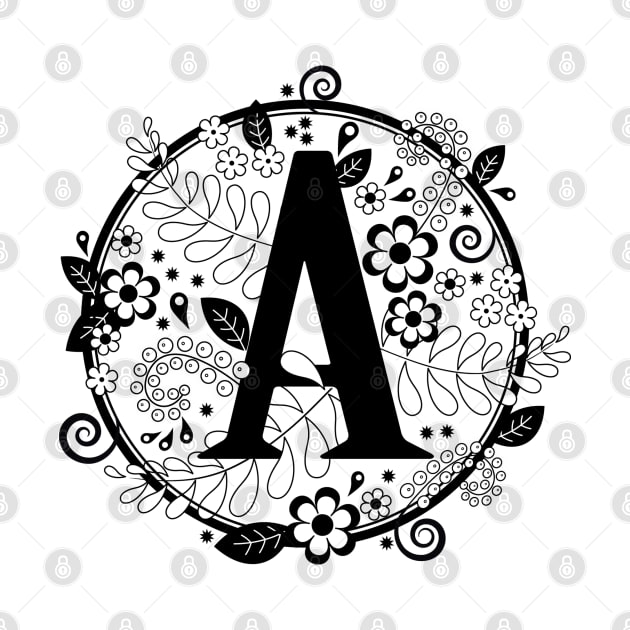 Black & White A Initial by Mint Cloud Art Studio