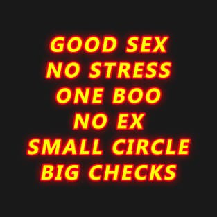 good sex no stress one boo no ex small circle big checks T-Shirt