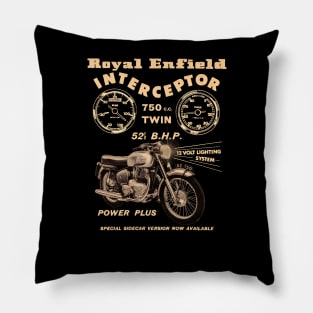 Royal Enfield Interceptor vintage Advertising by MotorManiac Pillow