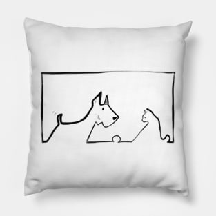 Scottish Terrier and Kitty Pillow