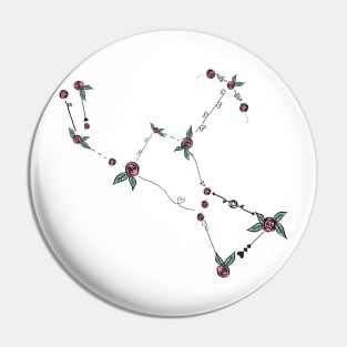 Orion The Hunter Constellation Roses and Hearts Doodle Pin