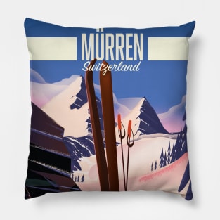 Murren Switzerland ski poster, Pillow