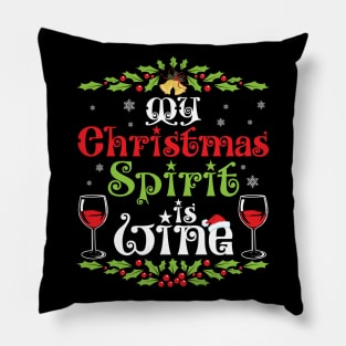 Snow Fruit Flowers Merry Drinker My Christmas Spirit Is Wine Pillow