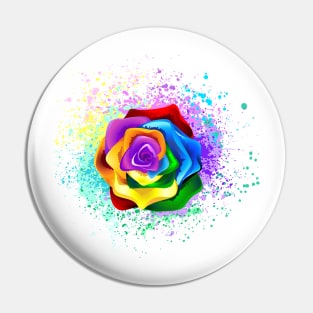 Colorful Rainbow Rose Pin