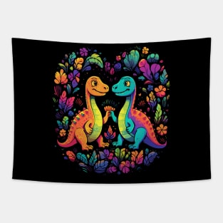 Dinosaur Couple Valentine Tapestry