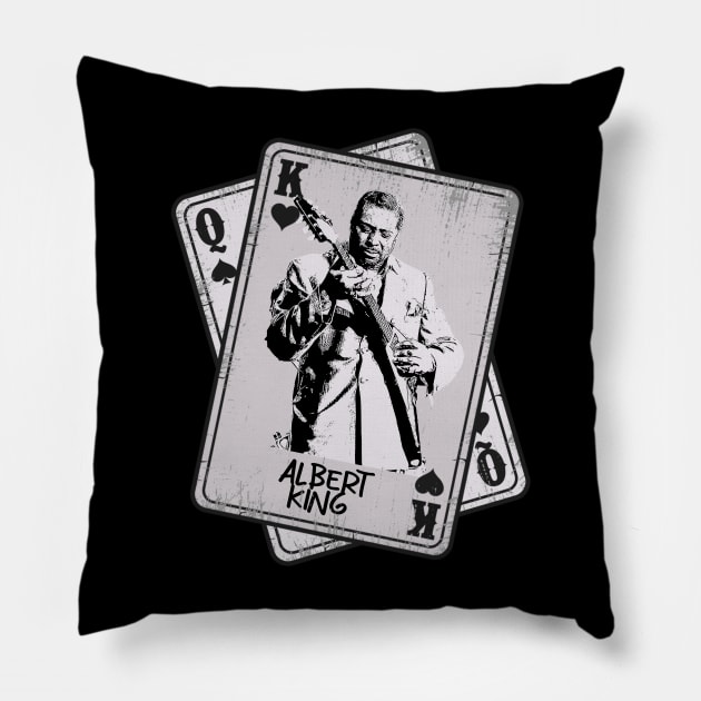 Retro Albert King Card Style Pillow by Slepet Anis